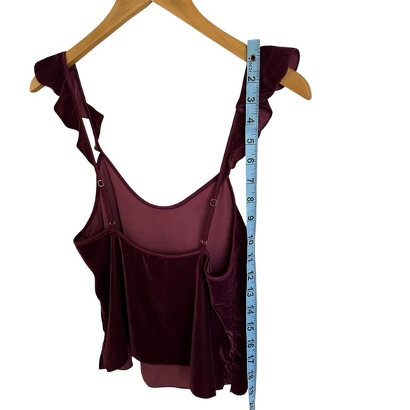 NWT Victorias Secret XS Burgundy Velvet Ruffle Cami Tank Top Romantic Sexy New - Picture 3 of 7